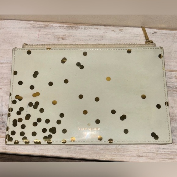 Black Ostrich embossed Patent leather kate spade satchel and envelope wristlet - Picture 8 of 8